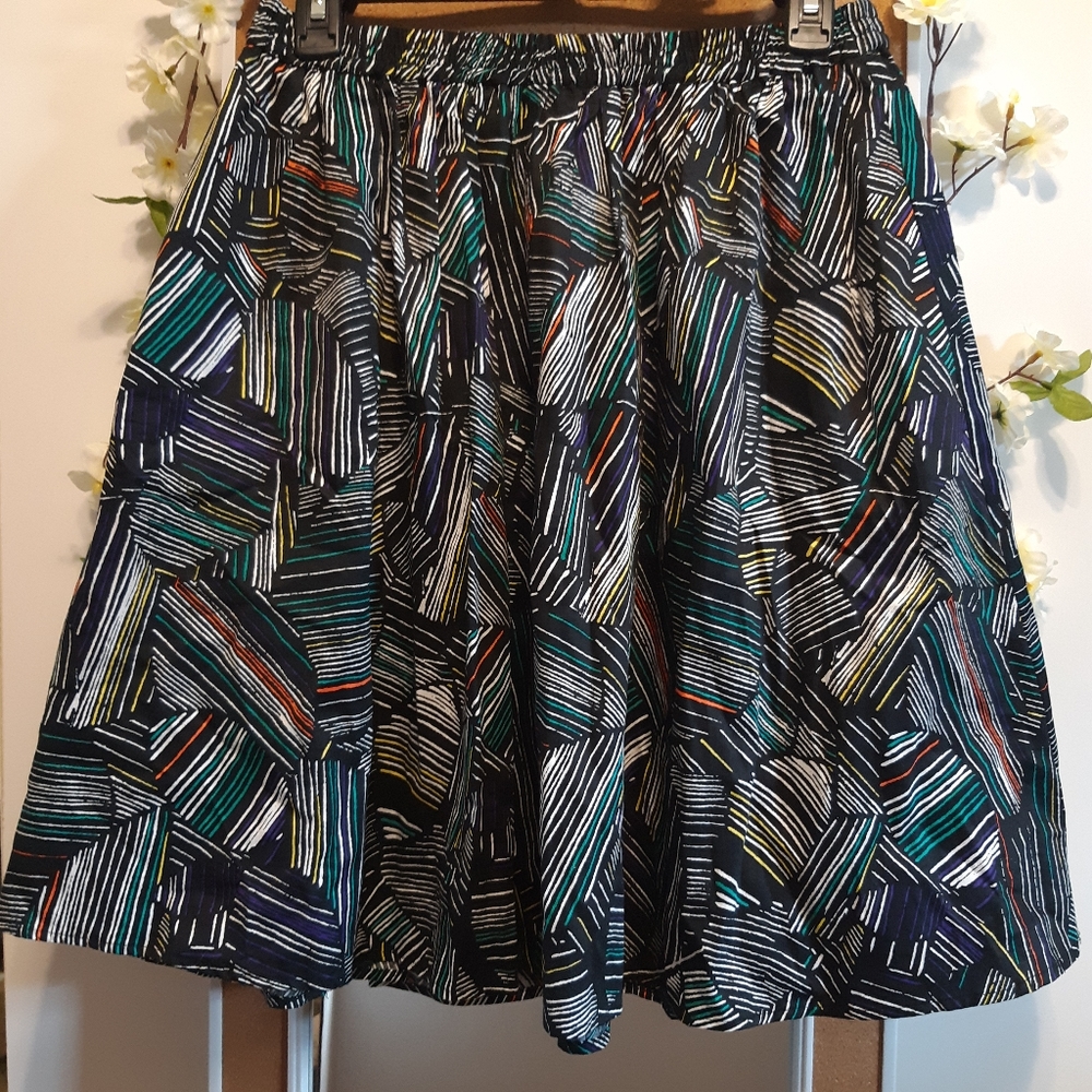 Multi-colored Skater Skirt with Pockets